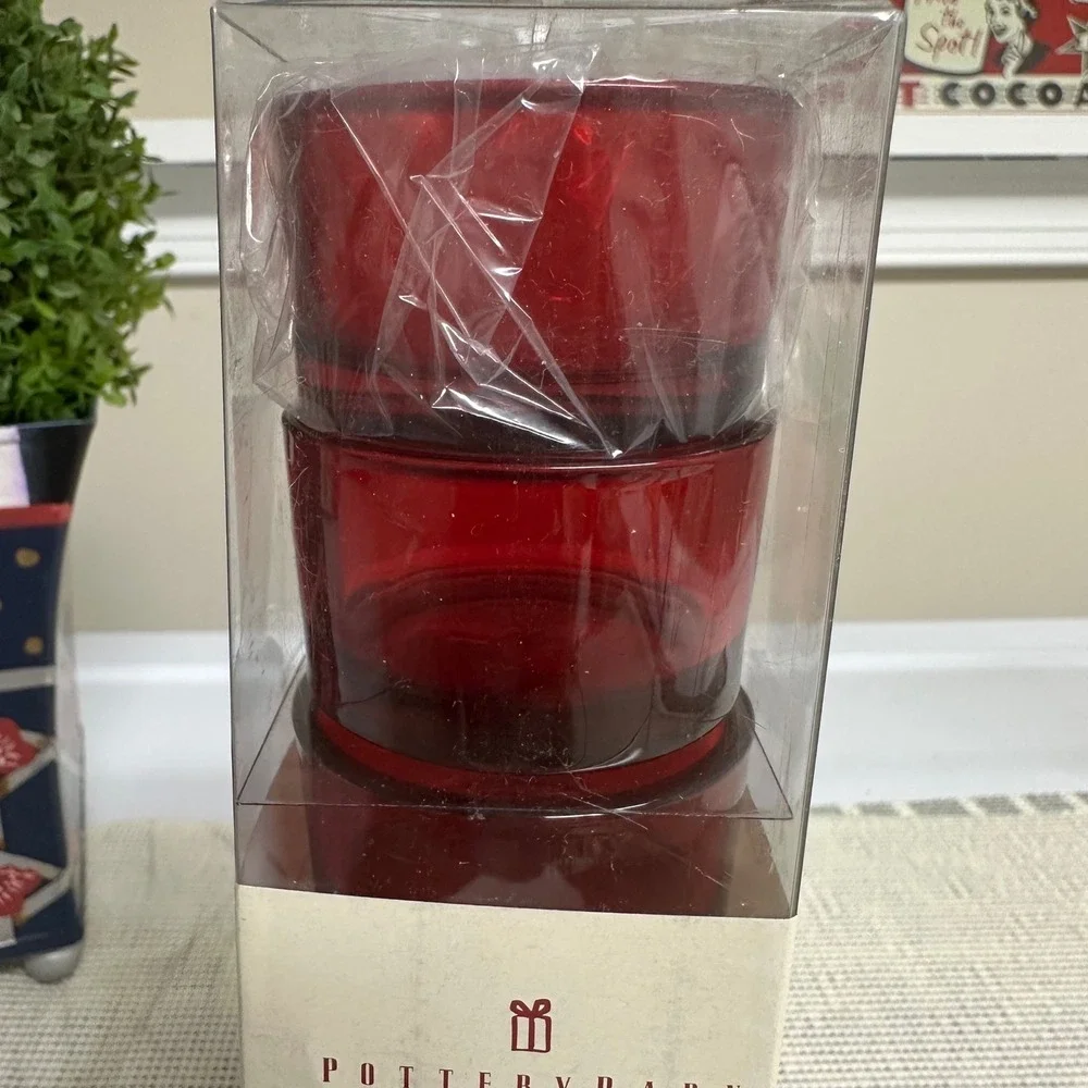 Pottery Barn Holiday Glass tealight holder 6 Piece Set New!
